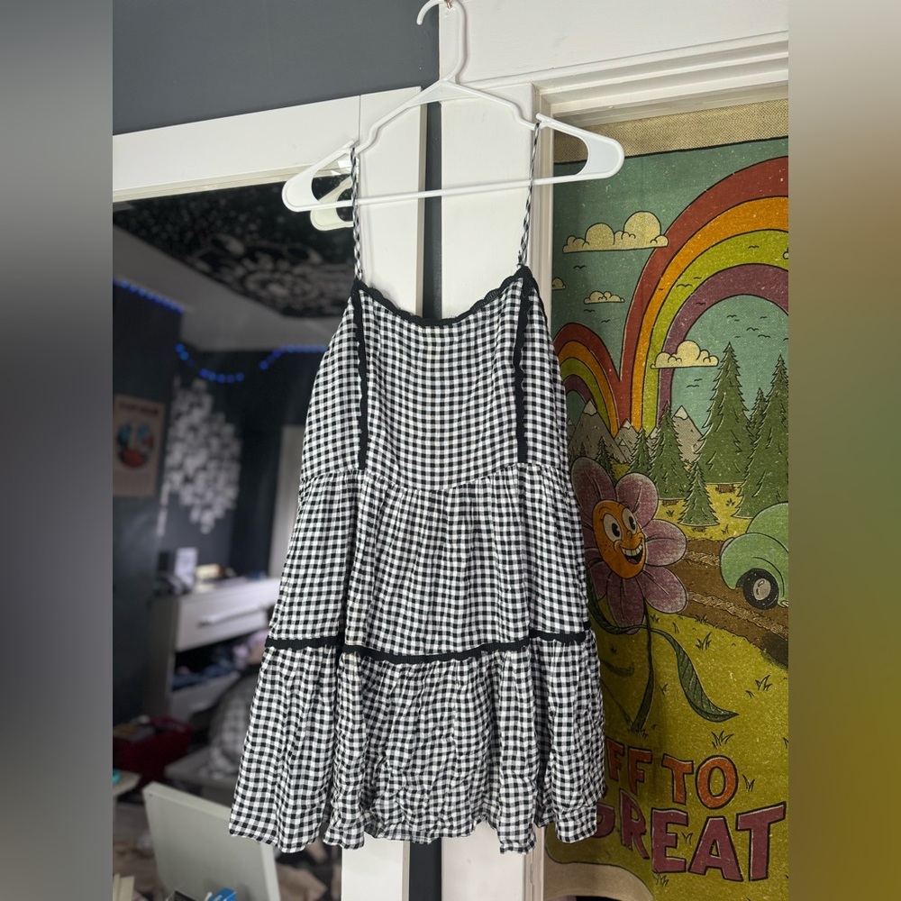 Plaid lace flowy dress